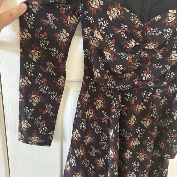 Nasty Gal Y2K Plunging V Neck Whimsigoth Floral Midi Dress Size 2 Romantic Party - Picture 6 of 12